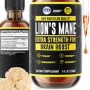 HERBIFY Lions Mane Supplement - 기억, 초점 및 명확성을위한 매일 버섯 보충 - 두뇌 부스터 - Immune 지원을위한 사자 Mane Tincture - 4 Fl oz