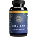 Primal Harvest Primal Sleep Support는 Melatonin, GABA, Valerian Root, L-Tryptophan, Magnesium Bisglycinate Chelate 및 깊은 Restful 수면을위한 Chamomile을 지원합니다.