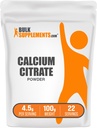 BulkSupplements.com 칼슘 시트 레이트 분말 - 칼슘 보충, 높은 생체 이용 가능 - Unflavored & 글루텐 무료, 봉사 당 4.5g, 100g (3.5 oz) (팩 1)
