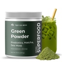 Digestive & Gut 건강을위한 Matcha와 슈퍼 그린 파우더 - Probiotics, Prebiotics, Enzymes & Sea Moss가있는 25 유기 슈퍼 푸드 - Bloating & Regularity 용 Vegan Superfood Powder - 30 서빙