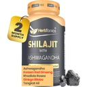 허브토닉 슐라지트 남성 & 여성용 Ashwagandha, Korean Red Ginseng, Rhodiola Rosea, Ginkgo Biloba, Tongkat Ali | Stamina & Immunity의 Fulvic 산 & 추적 미네랄 | 60 Vegan 캡슐