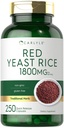Carlyle Red Yeast Rice Supplement | 1800 mg | 250 캡슐 | 비 GMO & 글루텐 무료