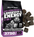 Bully Max 2-in-1 Anti-Aging Multivitamin Chews - Vitality, Immunity, Postbiotics와 공동 지원을위한 수석 개 식품 보충 - 소형 및 대형 품종을위한 성인 개 비타민 - 75 맛있는 부드러운 가슴