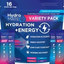 HydroMATE Electrolytes 분말 음료 혼합 소포 Hydration 가속기 급속한 회복 비타민 C 플러스 카페인 다양성 팩 16 지팡이를 위한 낮은 설탕 당 호의