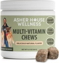 Asher House Wellness Dog Multivitamin Chews - 개 비타민 및 보충제, Probiotics, Flaxseed, Colostrum과 애완 동물 개를위한 부드러운 체우 - 선구자에 강아지의 포괄적 인 건강 지원, 120 Chews