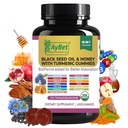 BioPerine, Apple Cider Vinegar, Biotin, 아연 및 비타민 C D3 B12 - Immune, Detox, Energy & Hair Skin Nails Support - 60 Vegan, Halal, Organic Gummies가있는 검은 씨앗 오일 및 꿀