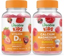 Lifeable Vitamin D Kids + 칼슘 마그네슘 키즈, Gummies 번들 - 훌륭한 타스팅, 비타민 보충, 글루텐 무료, GMO 무료, Chewable Gummy