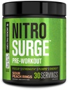Jacked Factory NITROSURGE Pre Workout Supplement - Endless Energy, Instant Strength Gains, Clear Focus, Intense Pumps - NO 부스터 및 강력한 Preworkout Energy Powder - 30 서빙, Sour Peach Rings