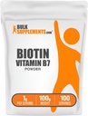 BulkSupplements.com Biotin 10000mcg 분말 - 비타민 B7, 헤어, 피부, 손톱을위한 비타민 - 글루텐 무료, 서빙 당 1g (10mg Biotin), 100g (3.5 oz) (팩 1)