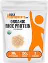 BulkSupplements.com 유기 쌀 단백질 분말 - Vegan 식물 단백질, 불연 - Vegan & Gluten 무료, 서빙 당 30g, 100g (3.5 oz) (팩 1)