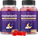 NutraChamps (성인 2 Melatonin Gummies의 포장, 추가 강도 수면 보조 비타민, 5mg 또는 10mg 복용량, 더 나은 수면을위한 Vegan 천연 딸기 풍미 보충, 120 Gummies