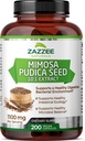 Zazzee Mimosa Pudica 씨앗 10 : 1 추출물, 200 Vegan 캡슐, 1100 mg, 3 개월 공급, Potent 10 : 1 추출물, Non-GMO 및 모든 자연