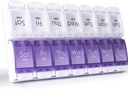 MERICARGO Am Pm Pill 주최자 7 일, 2 배는 일 큰 주간 알약 상자, 비타민, 물고기 기름, 보충교재를 위한 단추 매일 알약 케이스를 밀어넣습니다