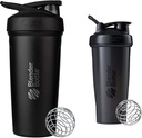 BlenderBottle Strada Shaker 컵은 철사 Whisk, 24Ounce, 검정 & 단백질 쉐이크 및 전 운동, 28-Ounce, 검정을 가진 스테인리스 물병을 완전히 격리했습니다