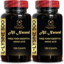 L-LYSINE 아미노산 보충교재 - L lysine 보충교재는 에너지, Boosts Immunity, 교원질 지원, 아미노산, 비 GMO, 글루텐을 해방합니다 - 2개의 병 200 조사를 승진시킵니다