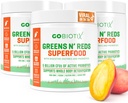 GOBIOTIX Super Greens and Reds Powder - Red and Green Superfood - Probiotic Supplement - 소화 효소 및 베트 루트 분말 - 유기 전체 식품 다이어트 보충교재 (만고, 3 팩)