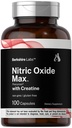 크레아틴을 함유 한 Horbäach Nitric 산화물 보충 | 100 캡슐 | L Citrulline, L Arginine, Creatine Monohydrate | Non-GMO, 글루텐 프리 | Berkshire Labs