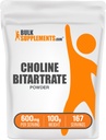 BulkSupplements.com Choline Bitartrate 분말 - 콜린 보충제 - Unflavored & 글루텐 무료, 600mg, 100g (3.5 oz) (1 개 포장)