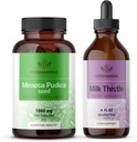 HERBAMAMA Mimosa Pudica와 우유 이틀 키트 - 1000 mg Mimosa Pudica 캡슐 및 우유 이틀 Tincture 4 fl oz의 번들 - 채식, 비 GMO, 설탕 및 알코올 - 2 팩