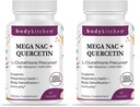 몸 부엌 메가 NAC (N-Acetyl Cysteine) Quercetin를 가진 600 mg, 지원 호흡 건강 및 면역 기능 및 촉진 Liver 및 Kidney Detox, Veggie 모자, (2의 포장)
