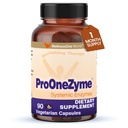 WellnessOne ProOneZyme 소화 효소 보충교재 - 소화를 위한 체계적인 Proteolytic 효소, Gut 건강, 가스 기복 & Bloating - Bromelain, Nattokinase, Protease & 더 많은 것을 포함합니다 - 90의 캡슐