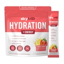 SkyMD 히드라이즈 + 에너지 | 일렉트로테스 파우더 패킷 | 낮은 설탕, 나트륨, 10 칼로리 | 10 비타민 & 미네랄 | 증가된 초점과 성능을 위한 150g 카페 | Strawberry Lemonade | 14 스틱