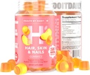 꿀벌 머리, 피부 및 못 보충교재 (60의 Gummies)에 의하여 건강 - 2500mcg Biotin, 비타민 C, 비타민 E, 강한 못, 복숭아 풍미, 채식주의자, 글루텐 자유로운, 비 GMO