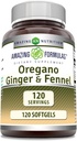 놀랄만한 수식 Oregano Oil with Ginger & Fennel Supplement | 120 Softgels | Non-GMO | 글루텐 프리 | 미국