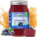 ACEYO (18 OZ) 아일랜드어 Sea Moss Gel Organic Raw Vegan Blueberry 맛 102 비타민과 미네랄 야생 수확 비 GMO 면역 방어 부스터 Thyroid 소화 지원