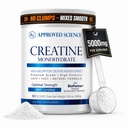 BioPerine을 가진 승인되는 과학 크레아틴 Monohydrate 분말 - Lean 근육 성장을 지원하고 회복 - 60 서빙 - 5g 서빙 - Unflavored - Non-GMO, Vegan
