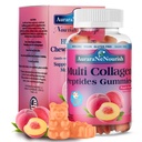 다 교원질 펩티드 Gummies, 설탕 자유로운 가수분해된 5000mg 단백질 丨Type I, II, III, V, 비타민 C를 가진 X D B6 B12 L 글루타티온 피부 머리 못 합동 뼈 - 복숭아 Gummies