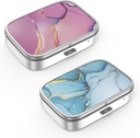 Pill Box 2 Compartment 소형 알약 케이스, 포켓 또는 Purse Pill 주최자 Pill 컨테이너 홀더 비타민, 약물, 생선 기름 및 보충제 (2PCS)를 보유