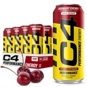 C4 Energy Carbonated Zero Sugar Energy 음료, 사전 운동 음료 + Beta Alanine, Midnight Cherry, 16 Fl Oz (12 팩)