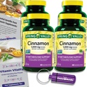 Choice Bundle Spring Valley Cinnamon Dietary 보충교재 1000mg 400 ct 채식 캡슐 4 pk (1600 총) + "비타민 활력"가이드 및 알약 용기 (6 항목)!
