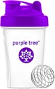 보라색 나무 단백질 쉐이크 병, 스테인레스 스틸 혼합 볼이있는 누출 방지 믹서 컵 | 20 Oz Shaker Blender for Protein, Hydration & Supplement Mixes