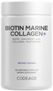 Codeage Biotin Marine Collagen Peptides - Wild-Caught Marine Collagen 유형 I & III, Biotin, 비타민 C & E, Hyaluronic 산, 아미노산, 과일 및 허브 혼합, 비 GMO - 120 캡슐