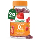 Lifeable Vitamin D3 10000IU | 그레이트 타스팅 뼈 강도 보조제 | 뼈 건강에 비타민 D3 구미 | 성인, 남성, 여성용 비타민 D 구미 | 90 구미