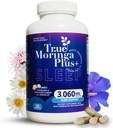 True Moringa Plus + 수면 지원 보충 10 : 1 추출물 | 유기농 모링가 20,000mg, Chamomile, Passion Flower, Valerian Root, Hibiscus for Relaxation | 성인용 자연 수면 보조 (150 캡슐)