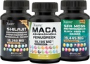 바다 Moss, Shilajit, Maca, 블랙 씨 오일, Ashwagandha, Ginger, Shilajit, Rhodiola Rosea, Panax Ginseng, Maca 뿌리, Fenugreek, Trifibranol100X의 모든 보충제 (1 팩)