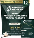 크레아틴을 가진 Go Whey Protein Isolate Packets에 영양 - 25g Protein + 5g Creatine - 단일 공급 여행 단백질 분말 - 바닐라 (15-Pack)