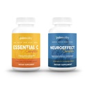 Paleovalley NeuroEffect + Essential C Complex Bundle - 신경 버섯 커피 추출물, 비타민 C 보충교재 450g 초점, 기억, 에너지, 면역 지원, 유기 Superfood