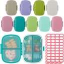 9 팩 여행 알약 조직자 8 격실 휴대용 알약 상자 소형 지갑을 위한 작은 알약 상자 물고기 기름 보충교재 저장을 위한 매일 알약 콘테이너 약 비타민 홀더 분배기