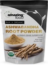 Amazing Food Ashwagandha Root | 1 Lb Powder | USDA 인증 유기농 보충교재 | Vegan | Non-GMO | 글루텐 프리 | 미국