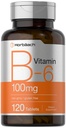 Horbaach 비타민 B6 100mg | 120 채식 정제 Pyridoxine HCl | 비 GMO 및 글루텐 무료 보충
