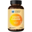 비타민 세계 콜론 클렌징 - 240 캡슐, Psyllium Husk, Senna, Probiotics, Dietary Fiber & Herbal Blend와 Gut Detox - 변비 완화 지원, 소화 건강 및 일반, 글루텐 프리