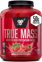 BSN TRUE-MASS 무게 게인, 근육 대량 게인더 단백질 분말, 딸기 밀크 셰이크, 5.82 파운드