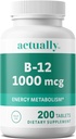 실제로 비타민 B12 1000mcg는 성인, 200Day 공급, 200 조사를 위한 200ct 에너지 대사를 메모장에 기입합니다