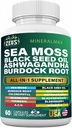 바다 Moss 3000mg 검정씨 기름 2000mg Burdock 뿌리 1000mg Bladderwrack 1000mg Turmeric 1000mg Ashwagandha 1000mg - Elderberry, VIT C, VIT D3, Manuka, ACV (60 조사)