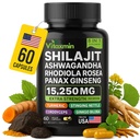 Shilajit와 Ashwagandha 캡슐, 남자와 여자를 위한 8에서 1 초본 Multivitamin, Rhodiola Rosea, Ginseng 및 스팅 Nettle, 남자와 여자를 위한 Shilajit