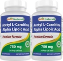 제일 자연적인 아세틸 L 카르니틴과 알파 Lipoic 산 750 mg 120의 캡슐 (120의 팩 2))